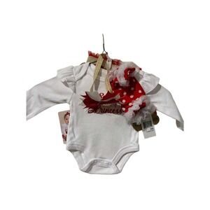 Baby Essentials 3M Santas Little Princess Christmas Tutu Outfit Set 4pc NWT Red